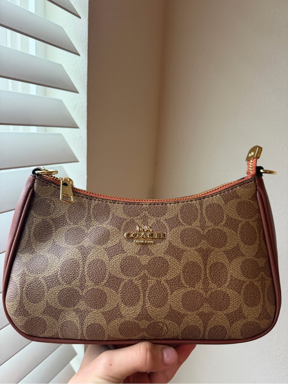 Coach Signature Canvas Mini Bag in Brown with Tan Monogram